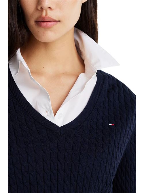 Maglioncino a trecce blu Tommy Hilfiger | WW0WW44987C1G